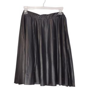 Marianne Faux Leather A-Line Skirt High Waisted Knee Length Black Womens Plus 1X